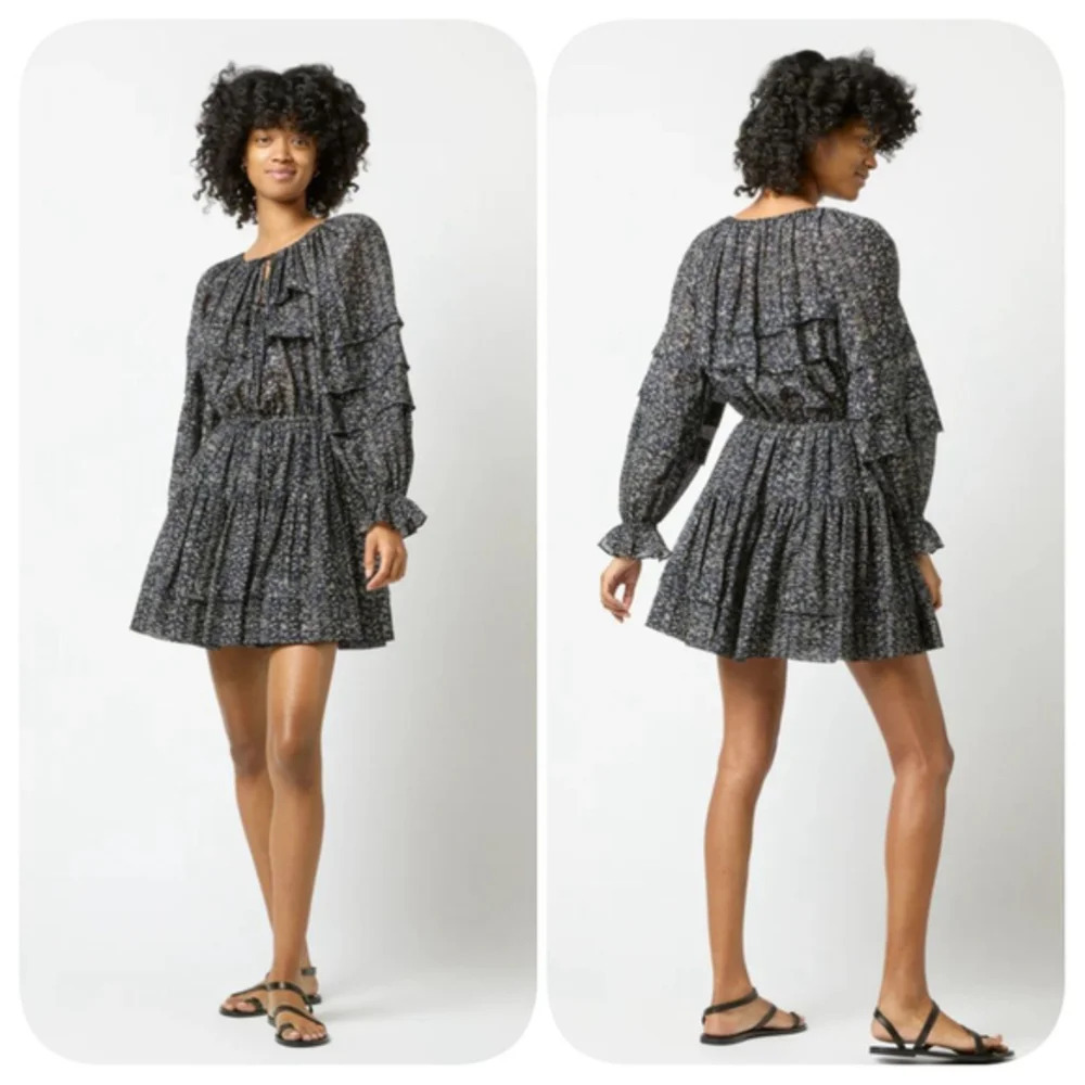 ULLA JOHNSON Polly Floral Long Sleeve Dress Sz 2